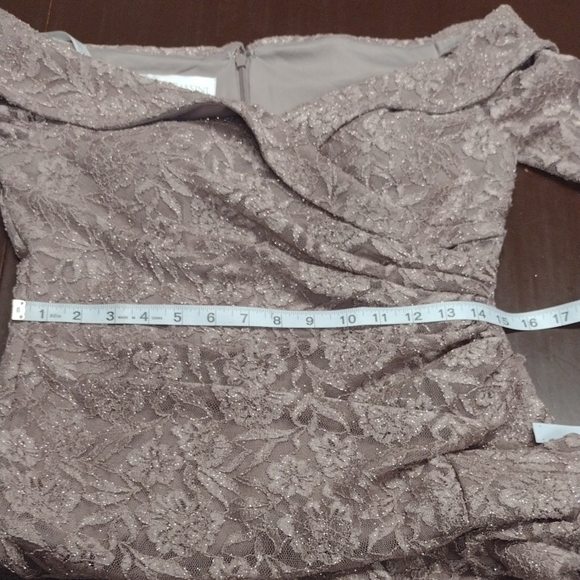 Oleg Cassini Dusty Rose Lace Three-quarter sleeve Dress Wedding Guest, Godmother - Picture 13 of 16